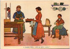 Sül az újévi malac. Tombola-levelezőlap 5. s: Juszkó Béla