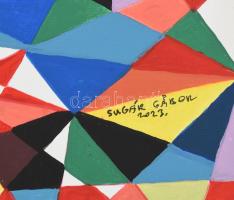 Sugár Gábor (1976-): Geometrikus kompozíció (cím nélkül). Akril, vászon, jelzett, hátoldalán autográ...