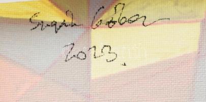 Sugár Gábor (1976-): Geometrikus kompozíció (cím nélkül). Akril, vászon, jelzett, hátoldalán autográ...