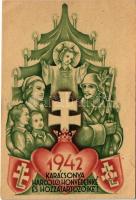 1942 Karácsonya Harcoló honvédeinké és hozzátartozóiké, Leventeifjúság honvédkarácsonya. Tábori Postai Levelezőlap / WWII Hungarian military field postcard with Christmas greeting s: Légrády S. (EK)