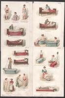 cca 1880 Új gyógyító praktikák, 4 db litho illusztrált könyvlap