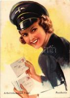 Arbeitskamerad Frau: Postbotin. Für unsere Soldaten gedruckt von der Vivil Pfefferminzfabrik / Német borsmentagyár képeslapja / German peppermint factory advertisement (fl)