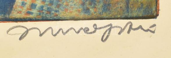 Imre István (1918-1983): Kislányom. Színes rézkarc, papír, jelzett, 38×29 cm