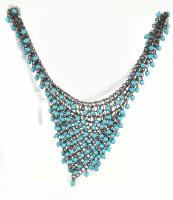 Alishas türkiz színű gyöngyökkel díszített bizsu nyaklánc