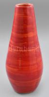 G jelzéssel iparművészeti vörös-narancssárga mázas váza, hibátlan, m: 29,5 cm