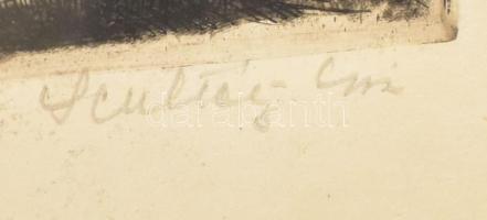 Scultéty Éva (1917-2001): A szegedi Városháza. Rézkarc, papír, jelzett, 39×29,5 cm