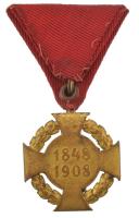1908. "Katonai Jubileumi Kereszt" aranyozott bronz kitüntetés, vörös mellszalagon T:XF kop...