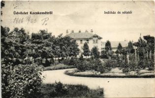 1906 Kecskemét, Indóház és sétatér, vasútállomás. Fekete Soma kiadása (EB)