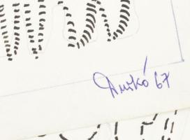 Durkó Gábor (1916-2003): össz. 5 db tanulmányrajz, közte 2 db női akt. Tus, toll, kréta, papír, mind...