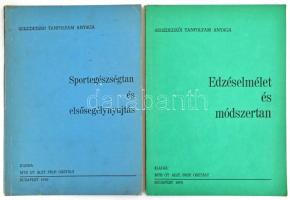 2 db segédedzői tanfolyam tankönyv: Sportegészségtan és elsősegélynyújtás; Edzéselmélet és módszertan. Bp., 1970, MTS Agit. Prop. Osztály. Kiadói papírkötés, a szövegben helyenként aláhúzásokkal.