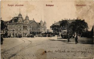 1911 Budapest VI. Nyugati pályaudvar, vasútállomás, villamosok (fl)