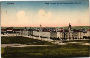 1917 Ceské Budejovice, Budweis; Linzer Vorstadt mit der Erzherzog-Rainer-Kaserne / military barracks (EK)