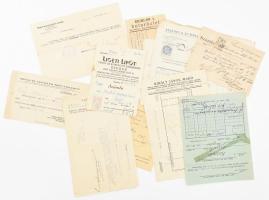 1887-1945 Vegyes számla és elismervény tétel, 12 db (Sandberg Henrik, Kelemen D. és Társa, Király János Makó, stb.)