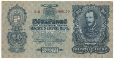 1930. 20P "C 319 008190" T:F rendkívül szép papír Adamo P11