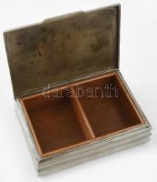 Alpakka asztali doboz, rajta réz birodalmi sassal. 17x12 cm Fa betéttel