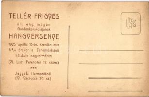 Radó Magda. Tellér Frigyes áll. eng. magán Gordonka iskolájának hangversenye 1925. április 15-én a Z...