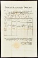1844 Temesvár, születési anyakönyvi kivonat/keresztlevél felzetes szárazpecséttel