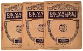 Die Malerei der Alten Meister. Zweiter Band, Lieferung 6, 8, 9. Leipzig, Verlag E. A. Seemann. Kiadói papírkötés, kopottas állapotban.
