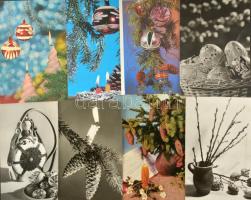 510 db MODERN motívum képeslap dobozban: üdvözlő, virágos és festmények / 510 modern motive postcards in a box: greetings, flowers and paintings