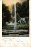 1904 Vihnye, Vihnyefürdő, Kúpele Vyhne; szökőkút. Jorges kiadása / fountain (vágott / cut)