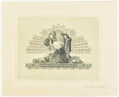 Horváth Endre (1896-1959): Boldog új évet. Rézmetszet. papír. Jelzett . 14x9cm