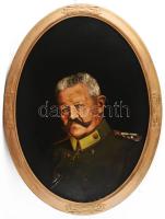 Hans Pullem jelzéssel: Paul v. Hindenburg, I. világháborús német főparancsnok, későbbi birodalmi elnök portréja. Olaj, karton. Dekoratív fakeretben. 73x54 cm