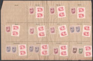 1948 Illetéklerovási ív lakás- és üzletbér nyugtailleték lerovására, okmánybélyegekkel