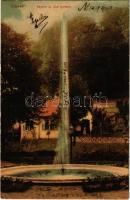 1907 Vihnye, Vihnyefürdő, Kúpele Vyhne; Részlet az alsó parkból, szökőkút. Jorges kiadása / park, fountain (Rb)