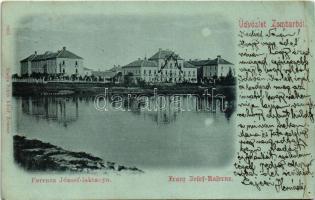 1899 (Vorläufer) Zombor, Sombor; Ferenc József laktanya este. Schön Adolf kiadása / military barracks at night (fa)