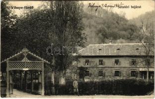 1912 Vihnye, Vihnyefürdő, Kúpele Vyhne; Sétatéri bejárat. Kiadja Grohmann Gyula / promenade entry