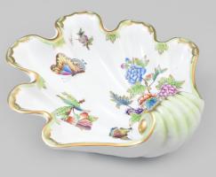 Herendi Viktória mintás kagylós kínáló, kézzel festett, jelzett, kis kopással, 23×22 cm