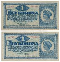 1920. 1K (2x) sorszámkövetők "aa 010 659214 - aa 010 659215" T:UNC,AU Adamo K4