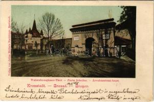 1902 Brassó, Kronstadt, Brasov; Árvaház utcai kapu. Julius Müller / Porta Scheilor / Waisenhausgässerthor / gate (EK)