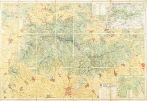 1933 A Mátra hegység, Kirándulók térképe 6/a sz., 1 : 50.000, M. Kir. Állami Térképészet, vászonon, viseltes állapotban, 89,5x61,5 cm