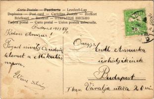 1913 Üdvözlet a Krampusztól biciklin - dombornyomott / Krampus on bicycle - embossed (fl)