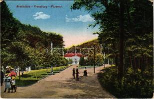1921 Pozsony, Pressburg, Bratislava; Vaskutacska, sétány / spa, promenade (kopott sarkak / worn corners)
