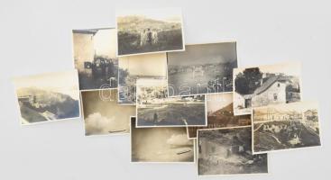 1930-1931 Budapest, Tabán, Zeppelin a város felett, 12 db fotó, 6×8 cm