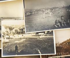 1930-1931 Budapest, Tabán, Zeppelin a város felett, 12 db fotó, 6×8 cm