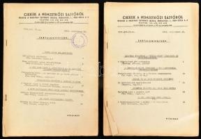 1963 Cikkek a nemzetközi sajtóból, VIII. évf. 73. és 75. sz., 1963. szept. 13-20. A Magyar Távirati Iroda bizalmas kiadványa. Bp., MTI házi sokszorosítóüzem-ny., 3+87 p., 3+78 p. Tűzve, helyenként kisebb sérülésekkel. Megjelent 680 ill. 690 példányban.