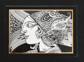 Hollóházi Szász Endre porcelán plakettel díszített bőr írómappa. Matricás, jelzett, hibátlan 17x12 c...