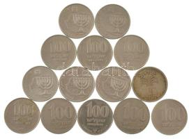 Izrael 1949. 100p Cu-Ni + 1984. 100Sh Cu-Ni (3x) + 1985. 100Sh Cu-Ni "Hanuka" forgalmi emlékérme (9x) + 100Sh Cu-Ni "Ze'ev Jabotinsky" T:XF,VF Israel 1949. 100 Pruta Cu-Ni + 1984. 100 Sheqalim Cu-Ni (3x) + 1985. 100 Sheqalim Cu-Ni "Hanukkah" circulating commemorative coin (9x) + 100 Sheqalim Cu-Ni "Ze'ev Jabotinsky" C:XF,VF