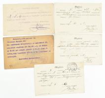 cca 1910 Tollmár János labdarúgó részére szóló meccs meghívók BTC, BSE 5 db aláírásokkal