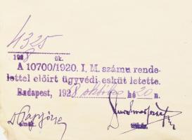 1928 Bp., bírói és ügyvédi vizsga letételét igazoló oklevél, rajta Dr. Túry (Tury) Sándor (1856-1941...