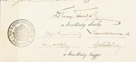 1928 Bp., bírói és ügyvédi vizsga letételét igazoló oklevél, rajta Dr. Túry (Tury) Sándor (1856-1941...