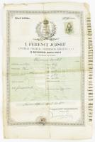 1871 Útlevél külföldre munkásnő részére Jeruzsálembe hajtva / Hungarian passport to Jerusalem for worker woman folded