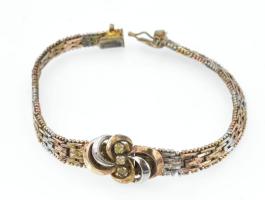 Ezüst(Ag) szőtt karkötő, jelzett, h: 18 cm, biztonsági kapoccsal, bruttó: 14,8 g