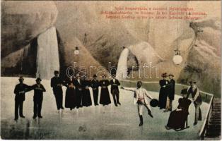 Dobsina, Dobschau; Nyári korcsolyázás a dobsinai jégbarlangban. Fejér Endre kiadása / Schlittschuhlaufen im Sommer in der Eishöhle zu Dobsina / Summer Skating in the ice cave of Dobsina