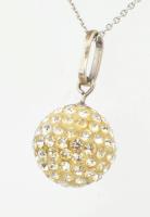 Ezüst(Ag) nyaklánc shamballa gömb medállal, jelzett. h: 48 cm, bruttó: 4,5 g