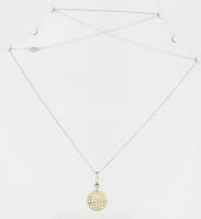 Ezüst(Ag) nyaklánc shamballa gömb medállal, jelzett. h: 48 cm, bruttó: 4,5 g