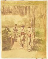 Felice Beato: Japán gésa fotója. cca 1900 Kabinetfotó számmal jelzett 29x23 cm